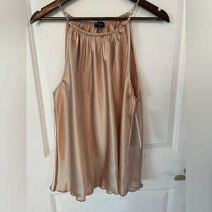 Nicole Miller Champagne Color Top with Rhinestones. Size L. NWT